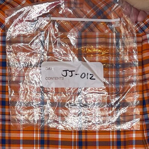 Duluth Trading Company Orange-Blue-White Medium Tall‎ SS Plaid Shirt - Picture 5 of 5